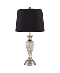 Regency Hill Arden 25" High Twist Modern Table Lamps Set of 2 Brushed Nickel Finish Mercury Glass Shade Living Room