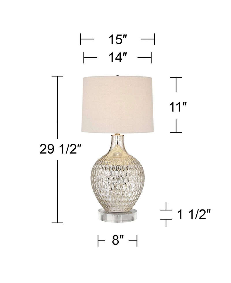 360 Lighting Waylon Modern Table Lamp with Clear Round Riser 29 1/2" Tall Mercury Glass rum Shade for Bedroom Living Room House Nightstand