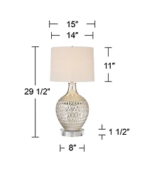 360 Lighting Waylon Modern Table Lamp with Clear Round Riser 29 1/2" Tall Mercury Glass rum Shade for Bedroom Living Room House Nightstand