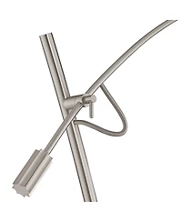 Possini Euro Design Modern Arc Floor Lamp with Usb Charging Port 69" Tall Nickel Drum Shade Adjustable Arm Living Room