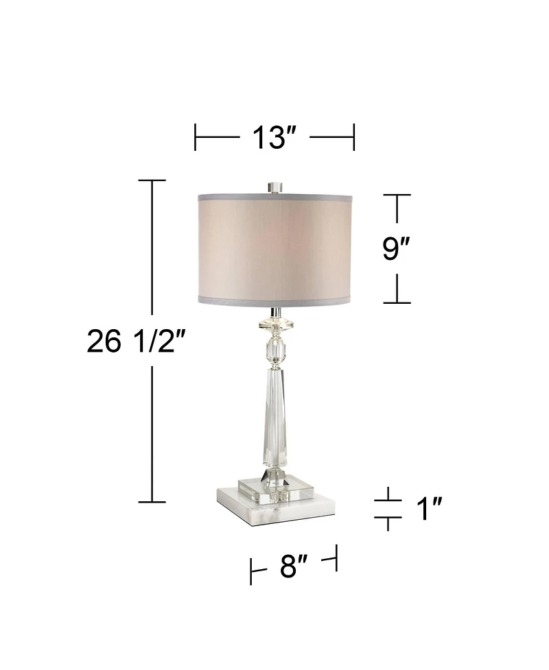 Vienna Full Spectrum Aline Traditional Table Lamp with Square Marble Riser 26 1/2" High Crystal Shade for Bedroom Living Room Bedside House