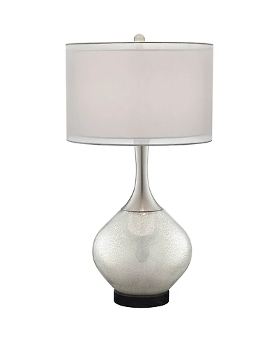 Possini Euro Design Swift Modern Table Lamp with Round Marble Riser 30 1/2" Tall Mercury Glass Double Shade for Bedroom Living Room Nightstand