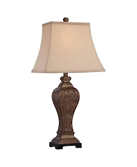 Regency Hill Edgar Traditional Table Lamp 29" Tall Bronze with Usb Cord Dimmer Geneva Taupe Rectangular Shade for Bedroom Living Room Bedside Off