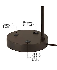 360 Lighting Colby 21" High Small Modern Desk Lamps Set of 2 Usb Port Ac Power Outlet Metal Charging