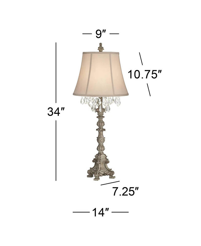 Barnes and Ivy Duval 34" Tall French Traditional Candlestick Table Lamps with Crystal, Set of 2