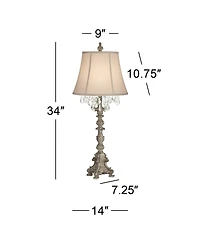 Barnes and Ivy Duval 34" Tall French Traditional Candlestick Table Lamps with Crystal, Set of 2