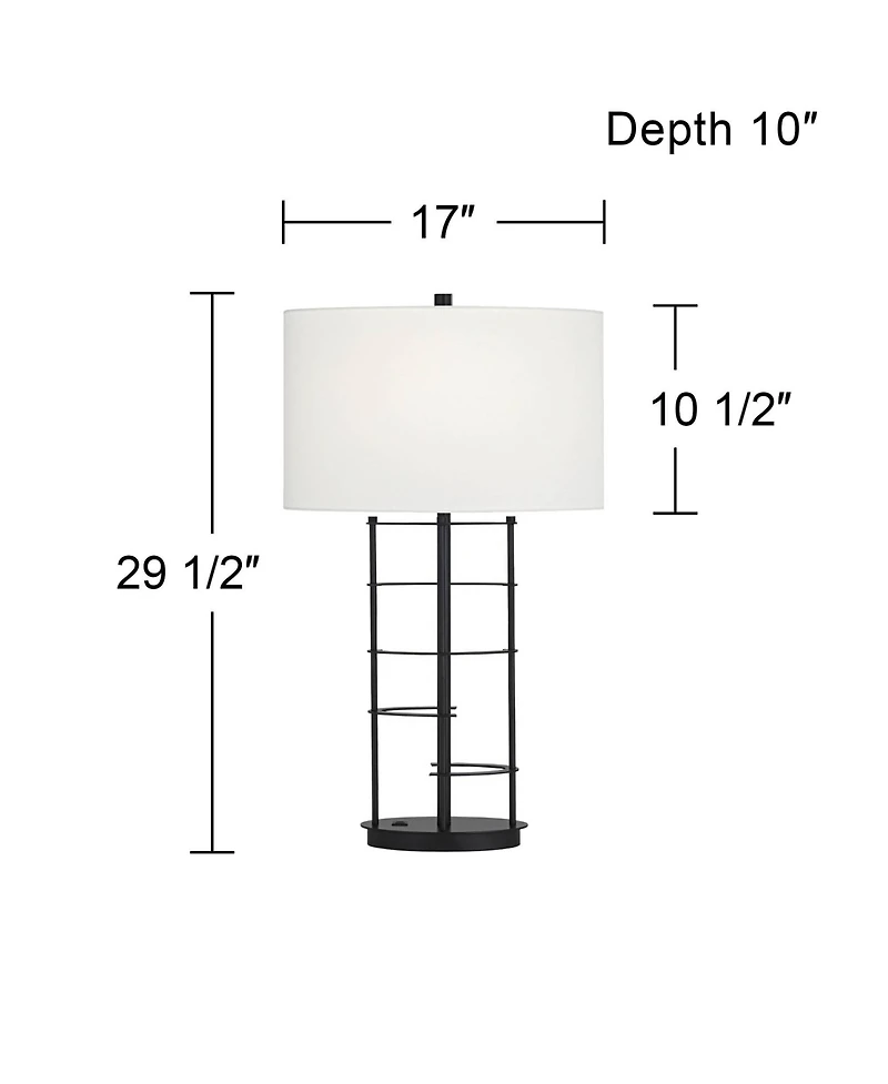 Possini Euro Design Possini Euro Open Grid 29 1/2" High Metal Usb Table Lamp