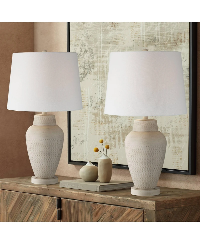 360 Lighting Rupert 24 3/4" High Vase Farmhouse Rustic Traditional Table Lamps Set of 2 Hammered Metal Living Room Bedroom