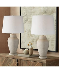 360 Lighting Rupert 24 3/4" High Vase Farmhouse Rustic Traditional Table Lamps Set of 2 Hammered Metal Living Room Bedroom