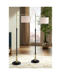 Possini Euro Design Burbank Modern 64" Tall Standing Floor Lamps Set of 2 Lights Task Downbridge Metal Brass Finish Bedroom