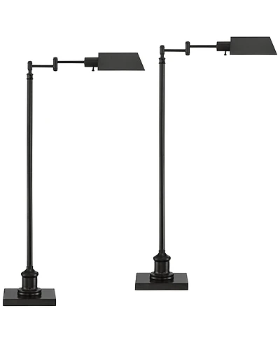 Regency Hill Jenson Traditional 54" Tall Standing Floor Lamps Set of 2 Lights Swing Arm Pharmacy Adjustable Height