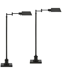Regency Hill Jenson Traditional 54" Tall Standing Floor Lamps Set of 2 Lights Swing Arm Pharmacy Adjustable Height