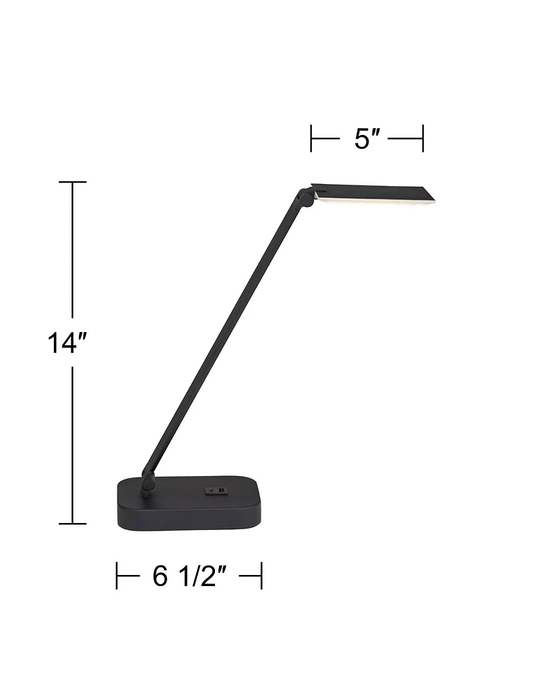 Possini Euro Design Rayven 22" High Modern Desk Lamp Adjustable Height Led Usb Port Finish Metal Single Home Office Charging