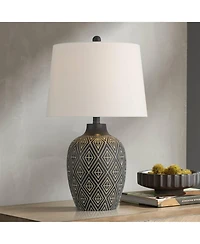 360 Lighting Benito 23 1/2" High Jar Modern Accent 3-Way Table Lamp Diamond Pattern Finish Single Shade Living Room Bedroom
