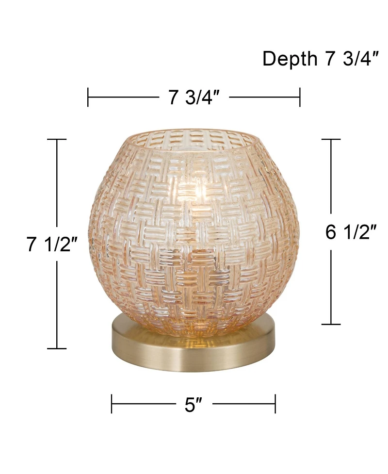 360 Lighting Pia 7 1/2" High Amber Weave Glass Globe Accent Lamp