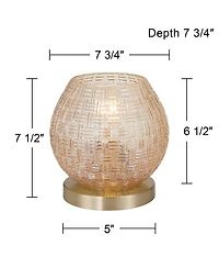 360 Lighting Pia 7 1/2" High Amber Weave Glass Globe Accent Lamp