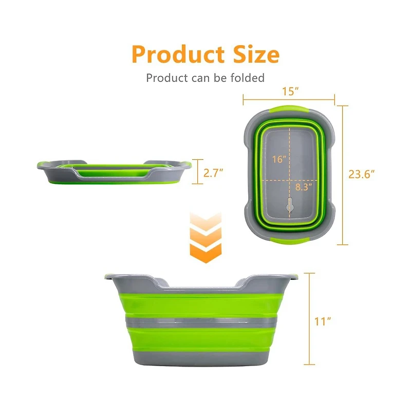 Aronkl Collapsible Pet Bathtub Multifunction Drainage Hole Hair Collector Portable Foldable Storage Organizer