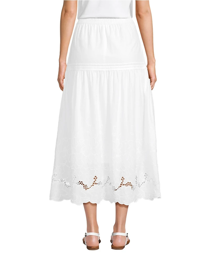 Lands' End Women's Voile Eyelet Maxi Skirt