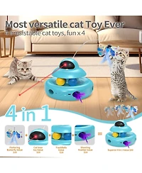 Aronkl 4-in-1 Interactive Cat Toy Automatic Self Play Usb Rechargeable Butterfly Feather Track Balls Laser