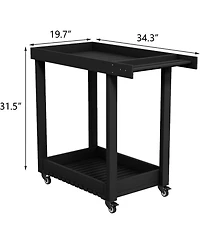 gaomon 2-Shelf Outdoor Utility Prep Cart, Rolling Service Trolley for Patio, Lawn, or Garden