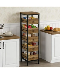 gaomon 5-Tier Kitchen Fruit Vegetable Storage Rack, Narrow Snack Stand with Pull-Out Baskets, Utility Organizer