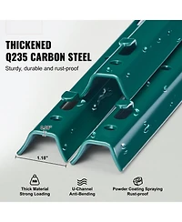 Sugift Fence Post, 10 Pack, U-Channel Heavy Duty Steel, for Garden and Lawn Use