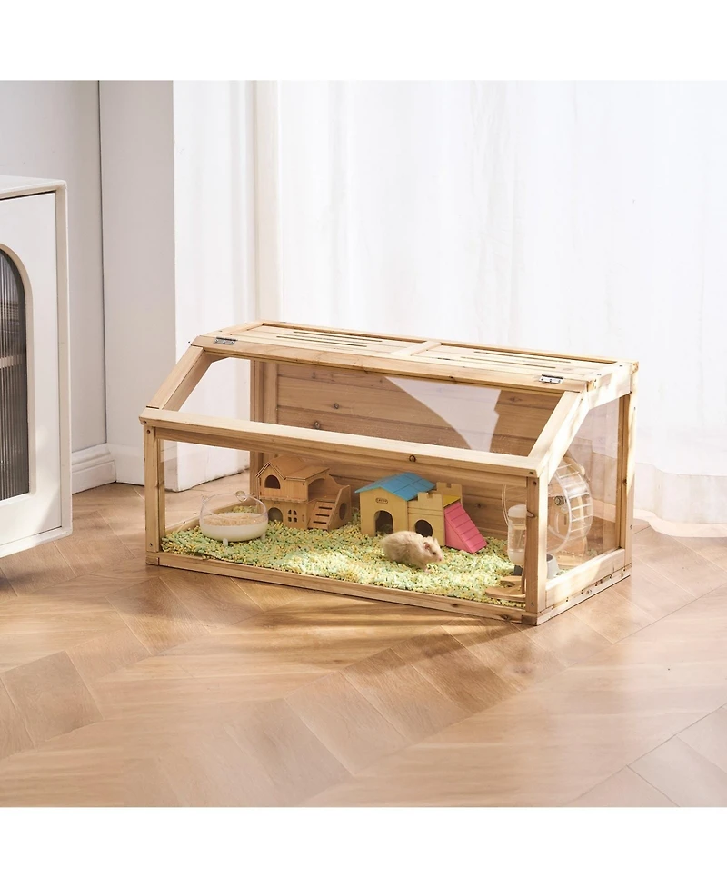 Sugift Wooden Hamster Cage, 270 Viewing, Small Animal Habitat