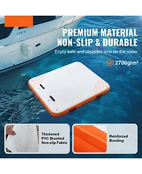 Mecale 6 x 5 Feet Inflatable Floating Dock Platform with Non-Slip Surface and Ladder