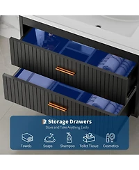 homfan Floating Bathroom Vanity with Sink and Drawers - Wall Mounted Modern Cabinet, Resin Combo, Water-Resistant Cabinet