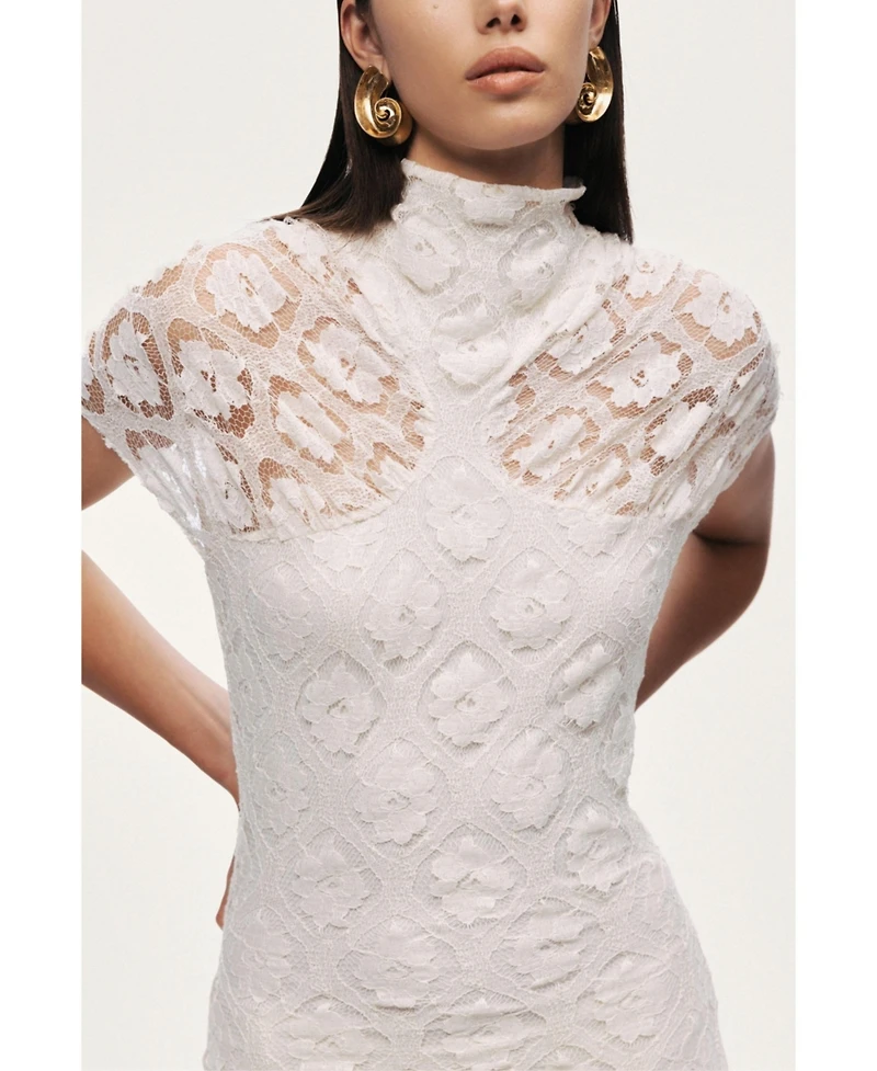 Nocturne Women's High-Neck Lace Maxi Dress