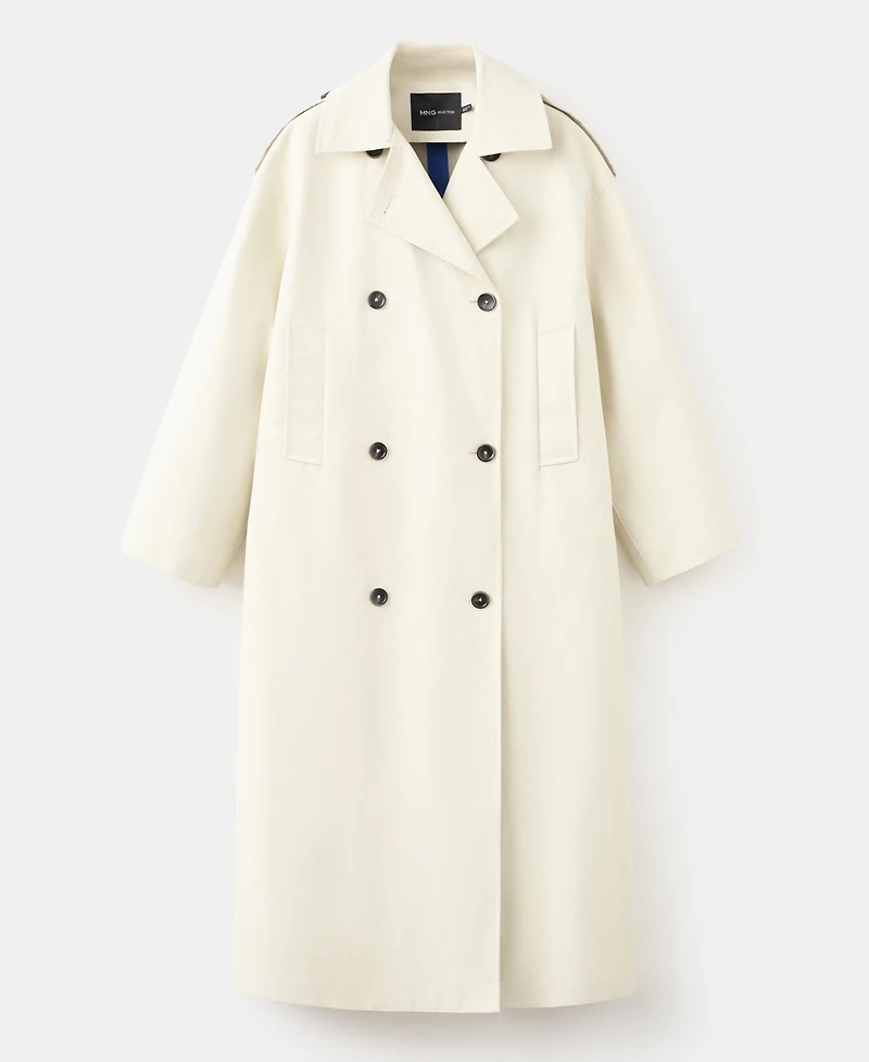Selection Mango Women's Funnel Neck Buckle Trench Coat