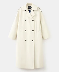 Selection Mango Women's Funnel Neck Buckle Trench Coat