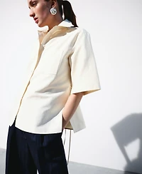 Selection Mango Women's Bow Detail Short-Sleeved Shirt