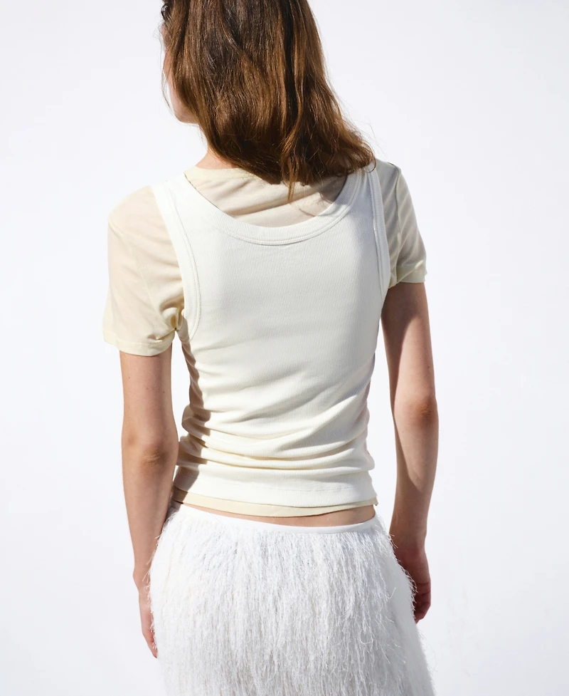 Selection Mango Women's Two-Tone Combined T-Shirt