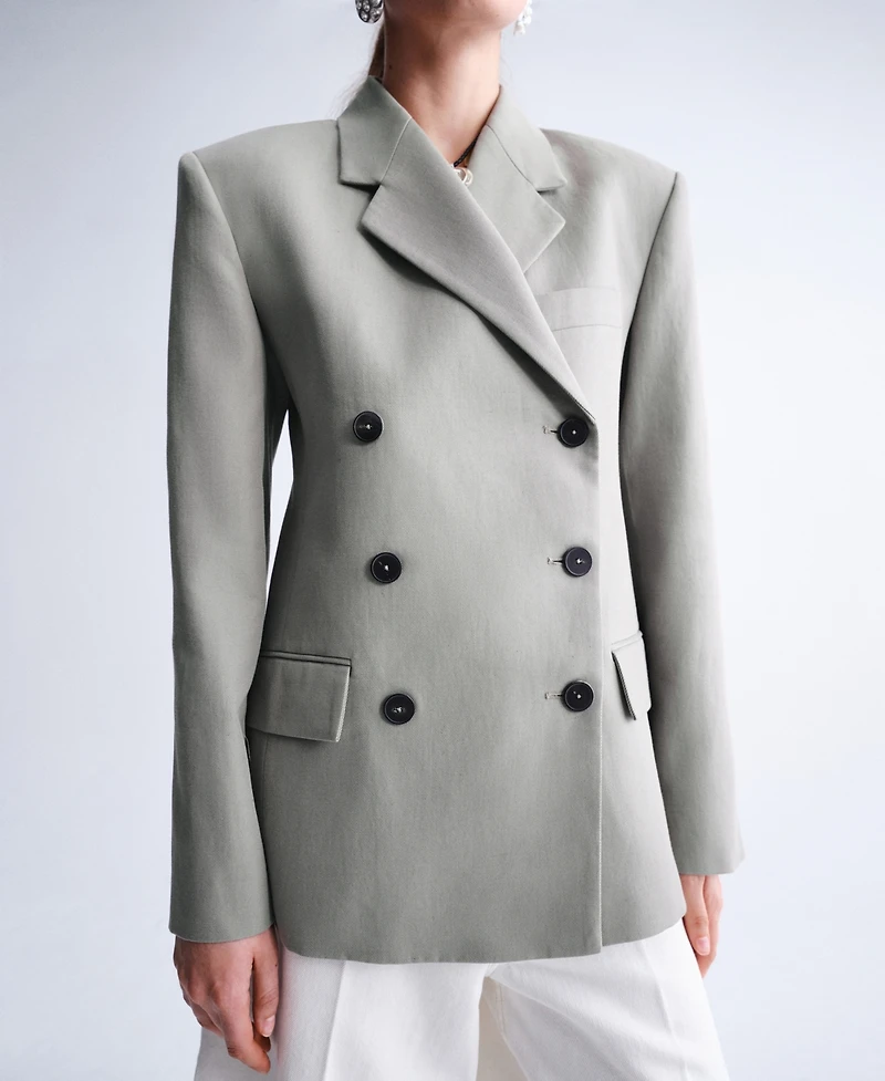 Selection Mango Women's Flap Pockets Straight Suit Blazer