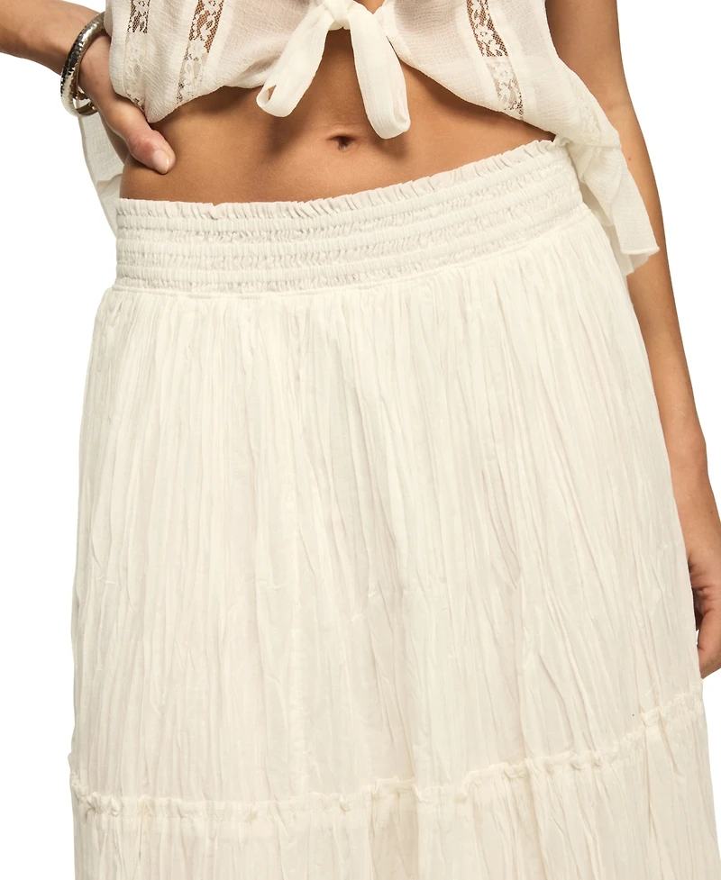 Lucky Brand Women's Tiered Broomstick Pull-On Maxi Skirt