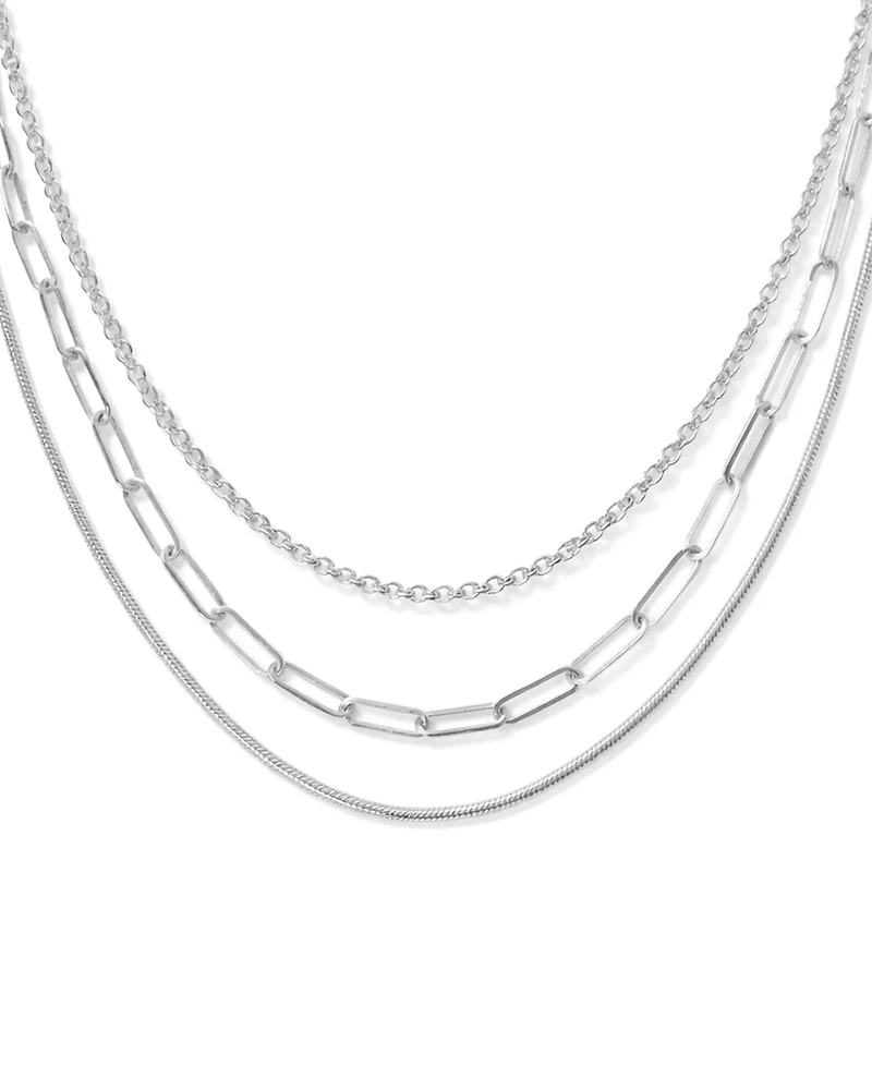And Now This Triple Row 16" Chain Necklace in Silver Plate or Gold Plate