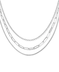 And Now This Triple Row 16" Chain Necklace in Silver Plate or Gold Plate