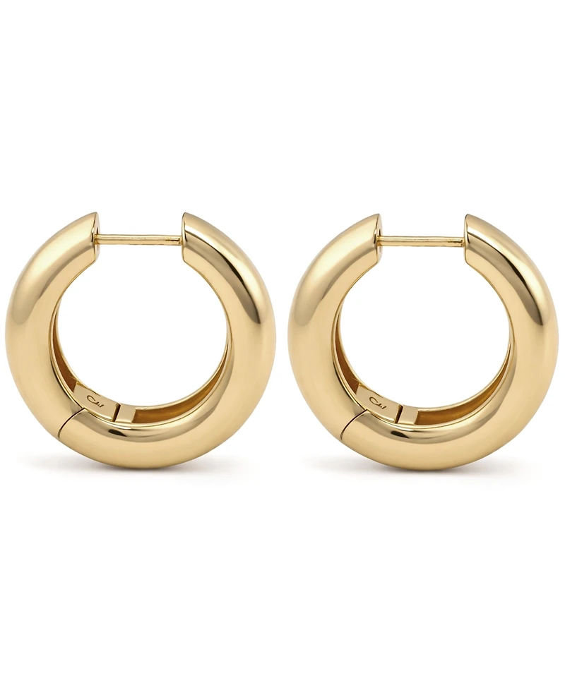 And Now This High Polished Thick Puff Hinge Hoop Earring, Gold Plate and Silver Plate