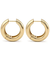 And Now This High Polished Thick Puff Hinge Hoop Earring, Gold Plate and Silver Plate