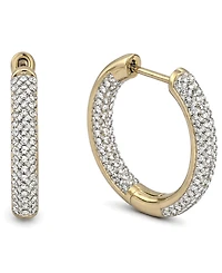 And Now This High Polished Hinged Crystal Pave Hoop Earring, Gold Plate and Silver Plate