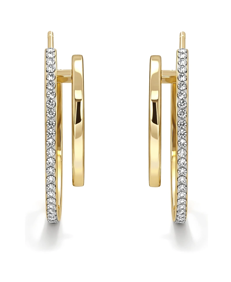 And Now This Crystal Double Row C-Hoop Post Earrings