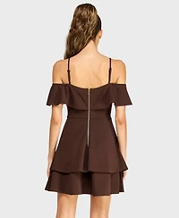 B Darlin Juniors' Ruffled Off-The-Shoulder Dress