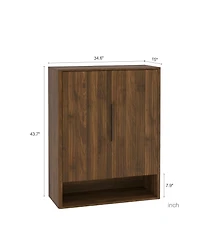 Rainsken 4-Tier Wooden Shoe Cabinet with Enclosed Doors and Adjustable Shelves, Freestanding Shoe Organizer for Entryway, Hallway and Living Room