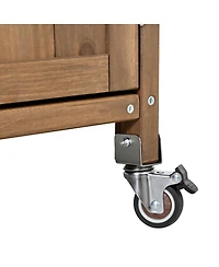 Streamdale Furniture Farmhouse Rolling Outdoor Kitchen Cart Stainless Top