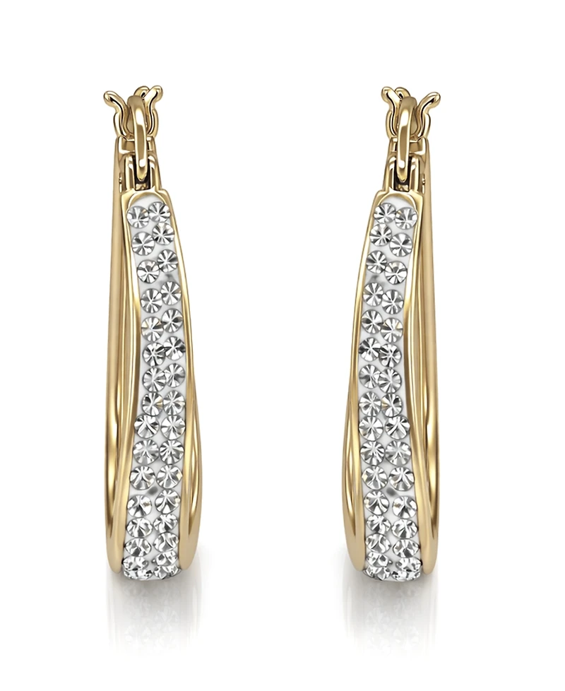 And Now This Crystal & Out Teardrop Hoop Earrings Silver Plate, Gold-Plate or Rose Gold Plate