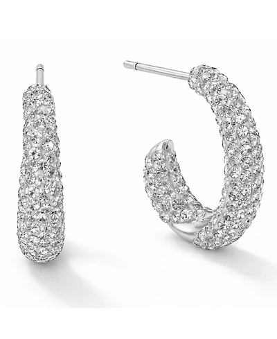 And Now This Pave Crystal C-Hoop Post Earrings