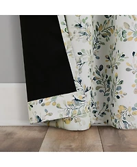 Sun Zero Maureen Painted Botanical Magnetic Closure Blackout Grommet Curtain Panel Pair