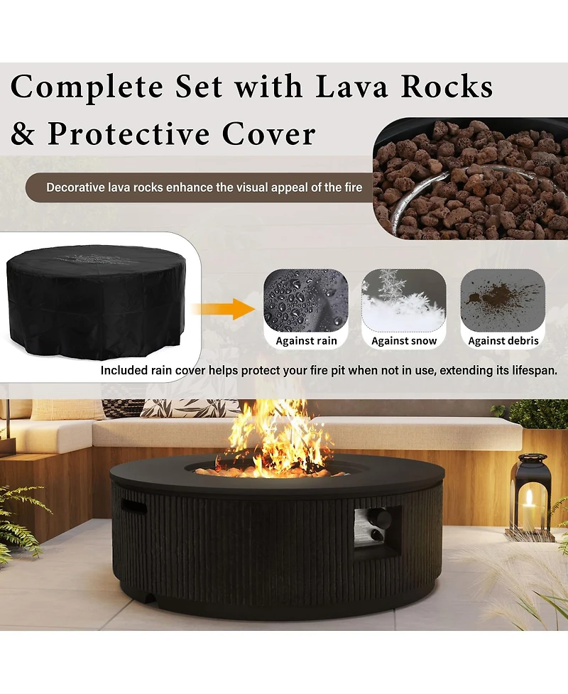 Streamdale Furniture 50K Btu Propane Fire Pit Table w/Lava Rocks and Cover