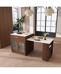 Streamdale Furniture Expandable Kitchen Island Dining Table and Power Outlet